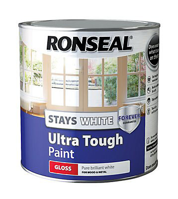 Ronseal Pure brilliant white Gloss Metal & wood paint, 2.5L