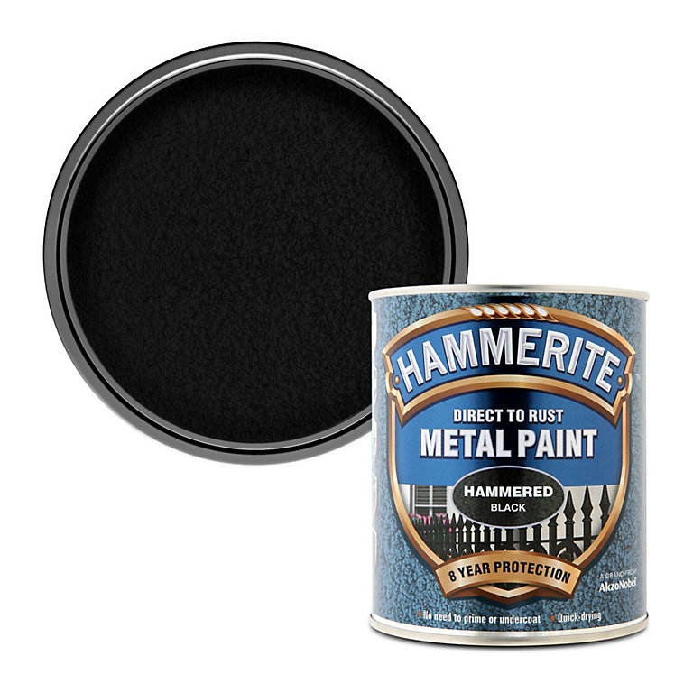 Product image for Hammerite Black Hammered effect Metal paint, 750ml