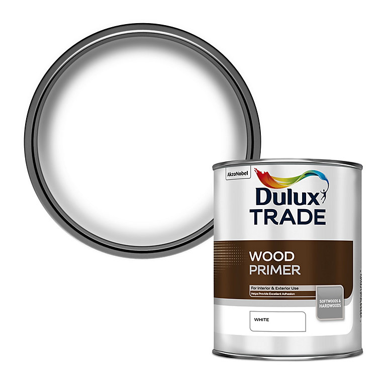 Image of Dulux Trade White Wood Primer, 1L