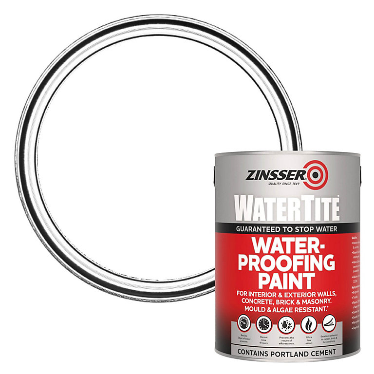 Product image for Zinsser Watertite White Matt Interior & exterior Waterproofing paint, 5L