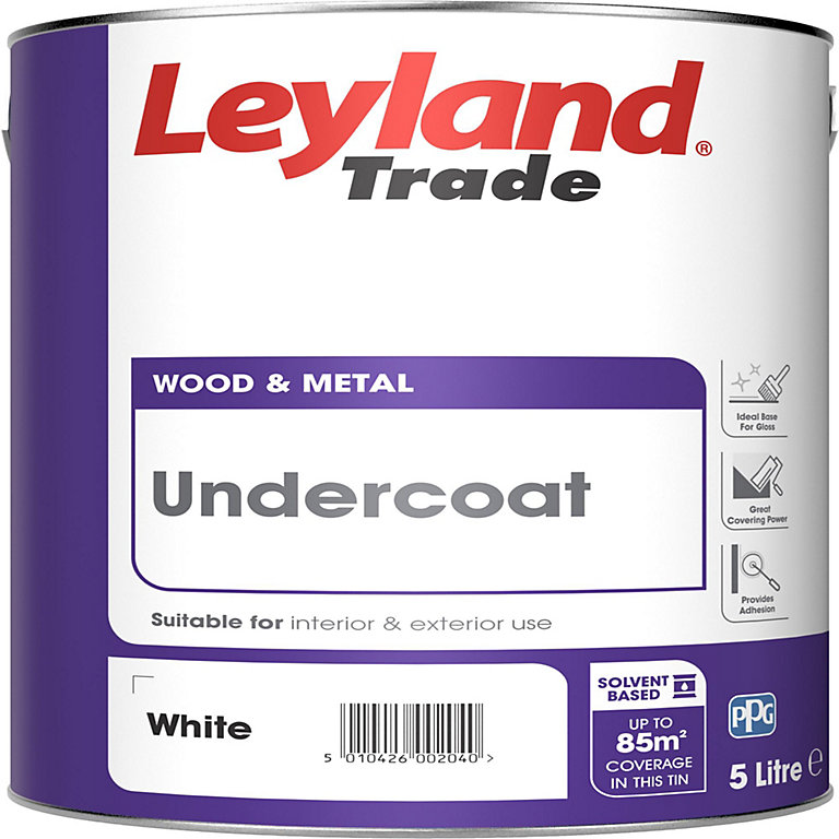 Product image for Leyland Trade Brilliant white Metal & wood Undercoat, 5L