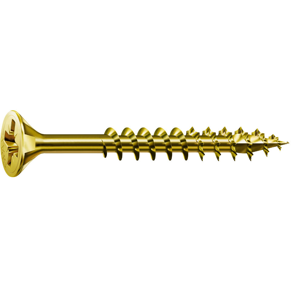 Product image for SPAX® YELLOX Wood Screw Flat Countersunk Head Yellow Tub 5.0x90mm 150pk