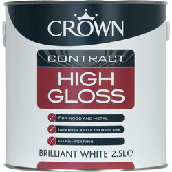 Product image for Crown Contract High Gloss Paint Brilliant White 2.5L