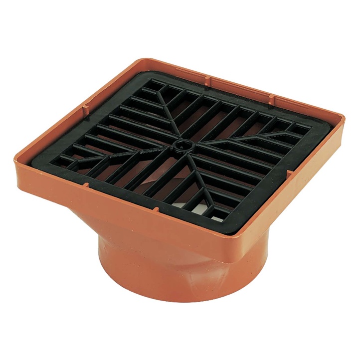 Image of FloPlast 110mm Underground Square Drain Inlet Hopper with Grid
