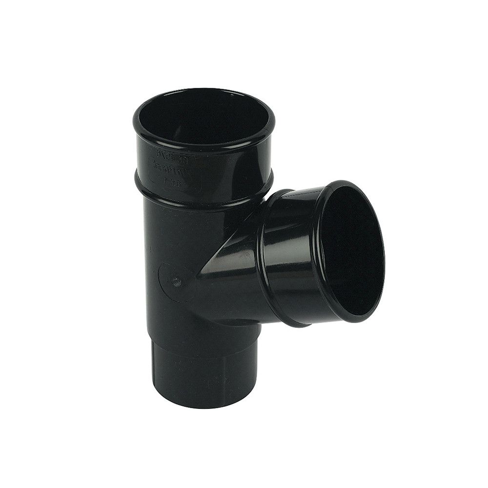 Product image for 68mm FloPlast Round Downpipe Branch 67.5° Black 