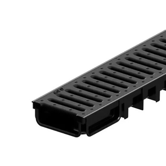 Product image for ACO H50 Plastic Channel Drain With Plastic Grating Black 50x125x1000mm