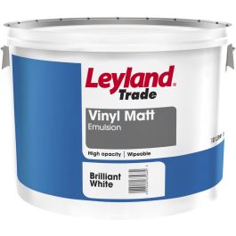 Image of Leyland Trade Brilliant White Matt Emulsion paint, 10L