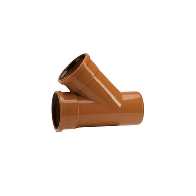 Image of Polypipe U/G Drain, 110mm, Double Socket, Equal Junction, 45 Degree