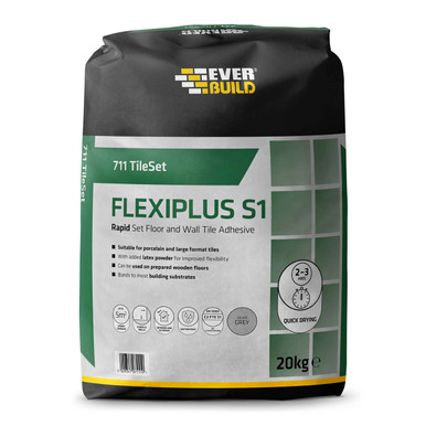 Product image for Everbuild 711 Rapid Set Flexi Plus Tile Adhesive 20Kg
