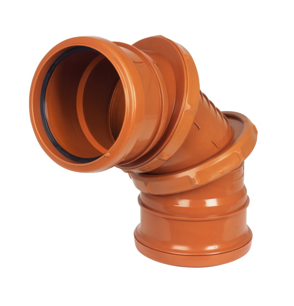 Product image for FloPlast Push-Fit 0-90° Double Socket Adjustable Bend 110mm