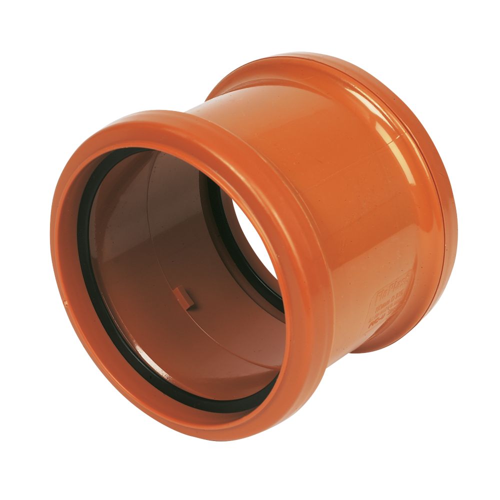 Product image for FloPlast Push-Fit Double Socket Underground Pipe Coupling 110mm