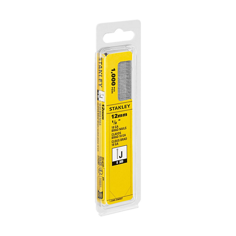 Product image for Stanley 18 gauge Galvanised Straight Collated Brads (L)12mm, Pack of 1000