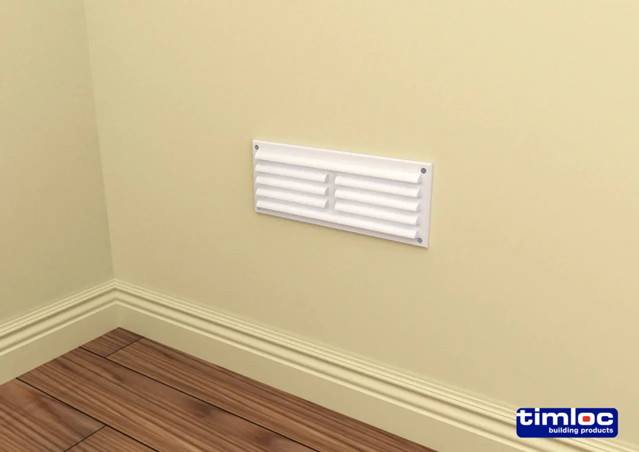 Product image for Timloc Plastic Internal Louvre Grille Vent White (9x9in) (1212W)