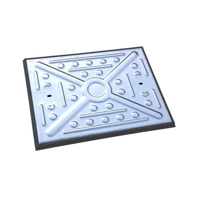 Product image for Manhole Cover, Galvanized, Poly Frame, Single Seal, 600mm x 450mm, 10t, 52cGP