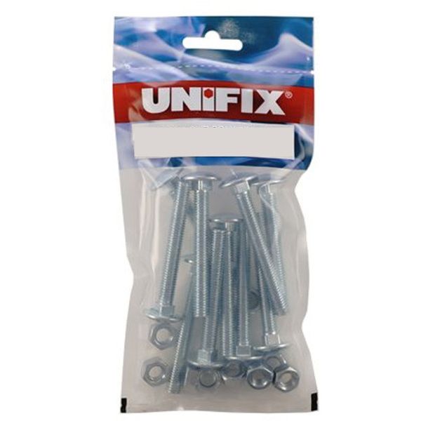 Product image for OJ Cup Square Hex Bolt & Nut Bzp M10X180MM 5 Pack