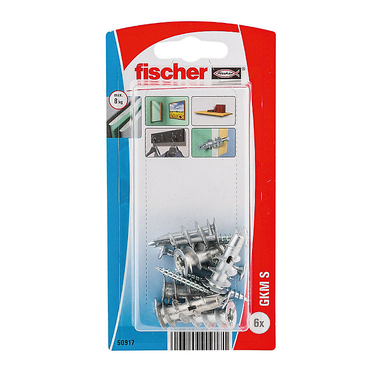 Product image for Fischer Self drill Plasterboard fixing (Dia)5mm (L)31mm, Pack of 6