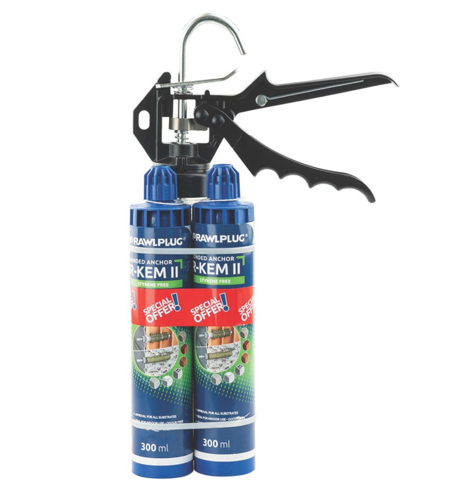 Product image for Rawlplug R-KEM-II-300-P2G6N Resin &amp; Heavy Duty Gun 2 x 300ml