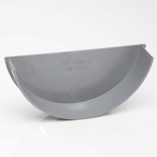 Product image for Half Round Gutter Internal Stop End Grey 75mm