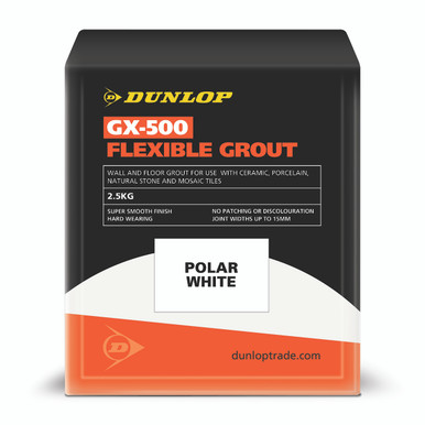 Product image for Dunlop GX-500 Flexible Floor &amp; Wall Tile Grout Polar White 2.5kg