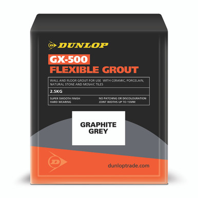 Product image for Dunlop GX-500 Flexible Floor &amp; Wall Tile Grout Graphite Grey 2.5kg
