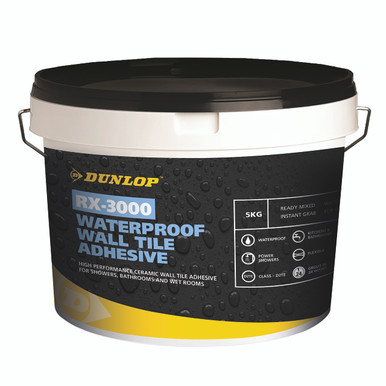 Product image for Dunlop RX-3000 Waterproof Wall Tile Adhesive 5kg