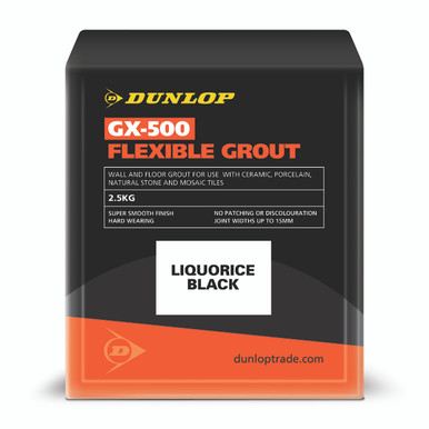 Product image for Dunlop GX-500 Flexible Floor &amp; Wall Tile Grout Liquorice Black 2.5kg