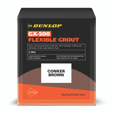 Product image for Dunlop GX-500 Flexible Floor &amp; Wall Tile Grout Conker Brown 2.5kg