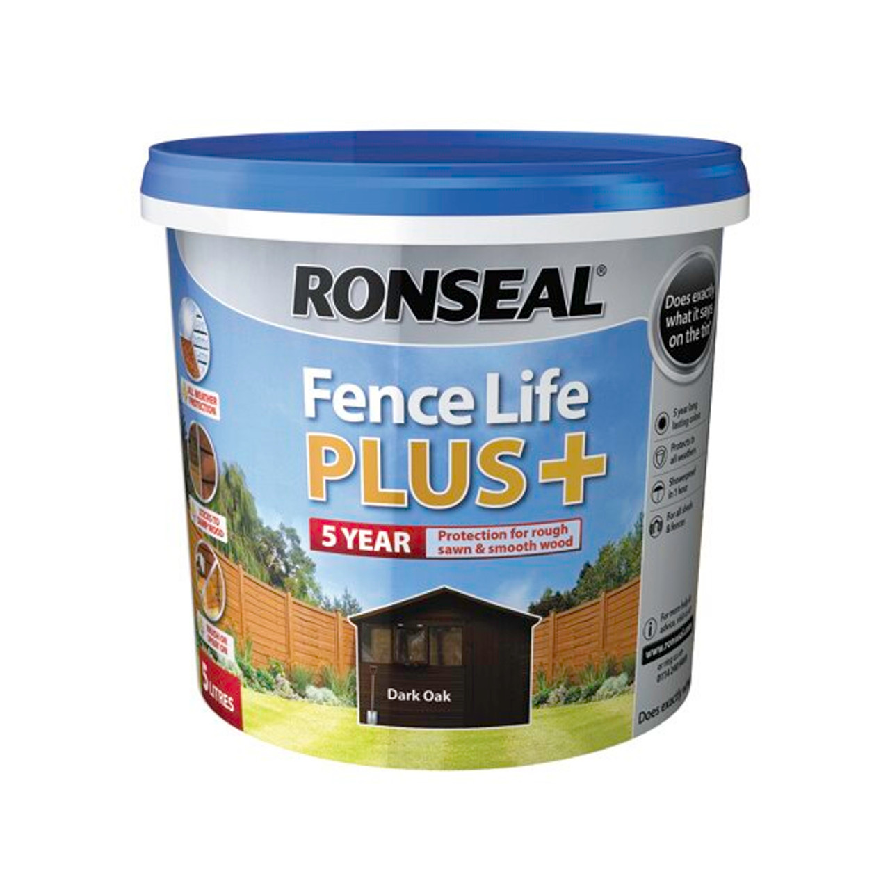 Product image for Ronseal Fencelife Plus+ Dark Oak 5ltr