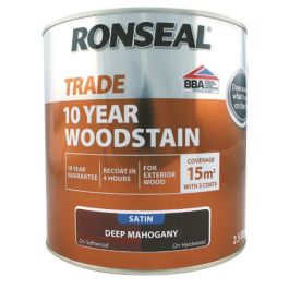Product image for Ronseal Trade 10 Year Woodstain Satin Deep Mahogany 2.5l
