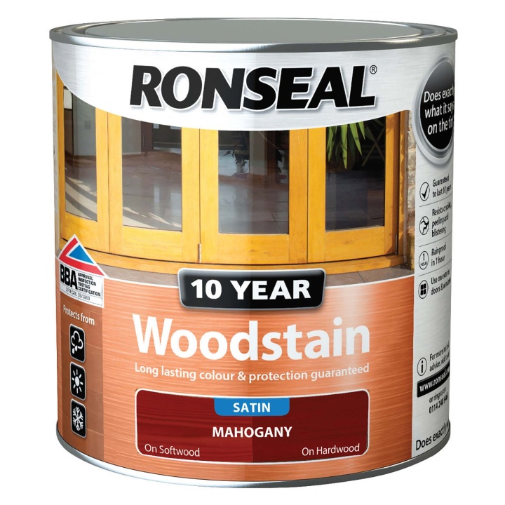 Image of Ronseal 10 Year Woodstain Deep Mahogany 2.5ltr