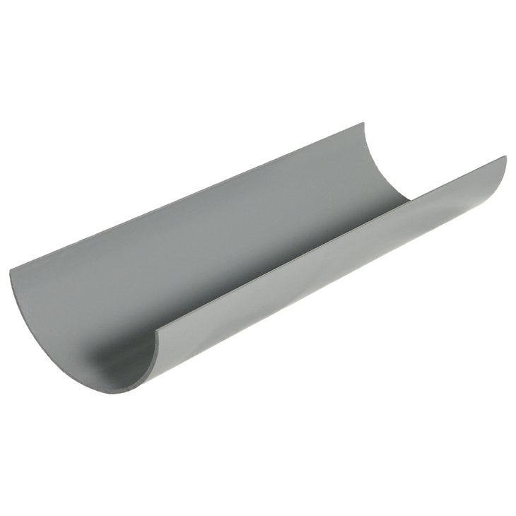Product image for FloPlast Grey Half round Gutter length (L)2m (Dia)112mm