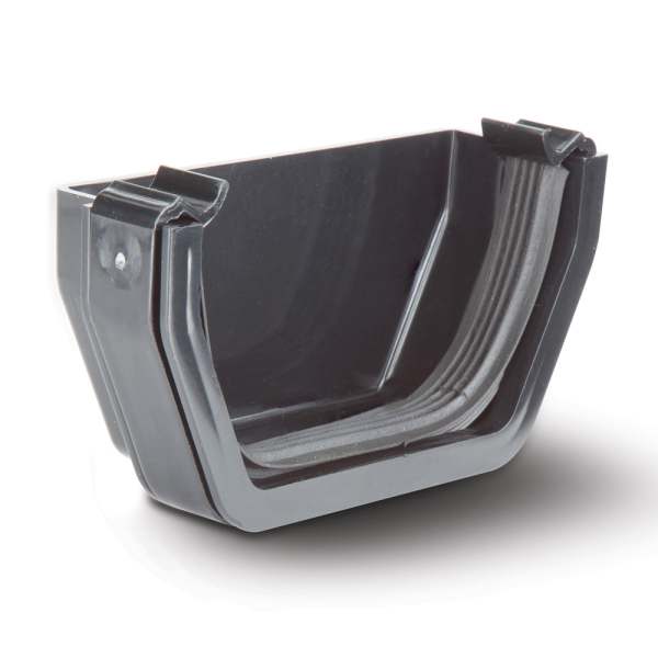 Image of Square Gutter External Stop End Black 112mm
