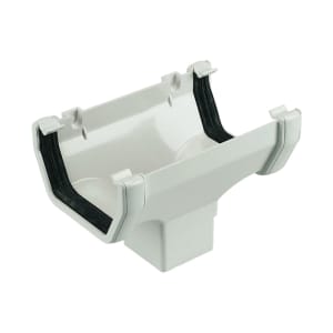 Image of 114mm FloPlast Square Gutter Running Outlet uPVC White