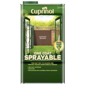 Image of Cuprinol One Coat Sprayable Fence Treatment - 5 Litre Harvest Brown