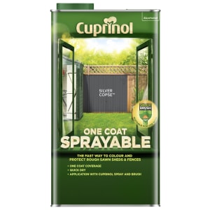 Product image for Cuprinol One Coat Sprayable Fence Treatment - 5 Litre Silver Copse