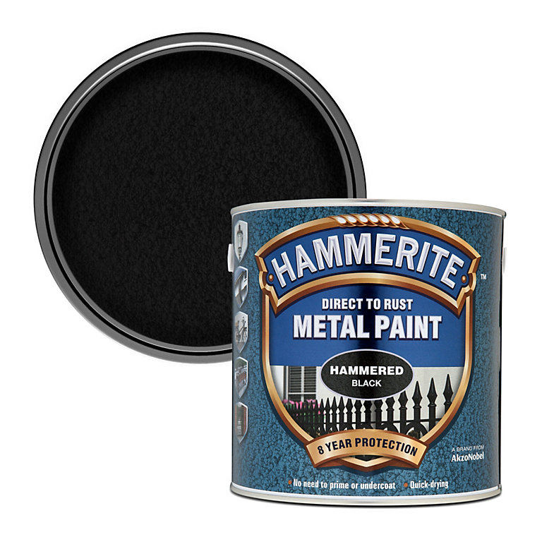 Product image for Hammerite Direct to Rust Hammered Finish Metal Paint Black / 2.5 Litre