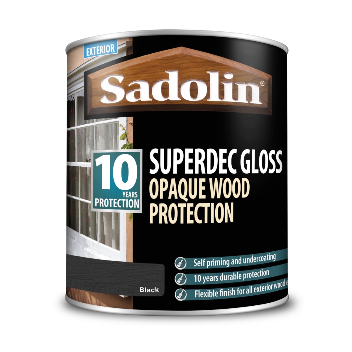 Product image for Sadolin Superdec Opaque Wood Protection Black Gloss / 1 Litre