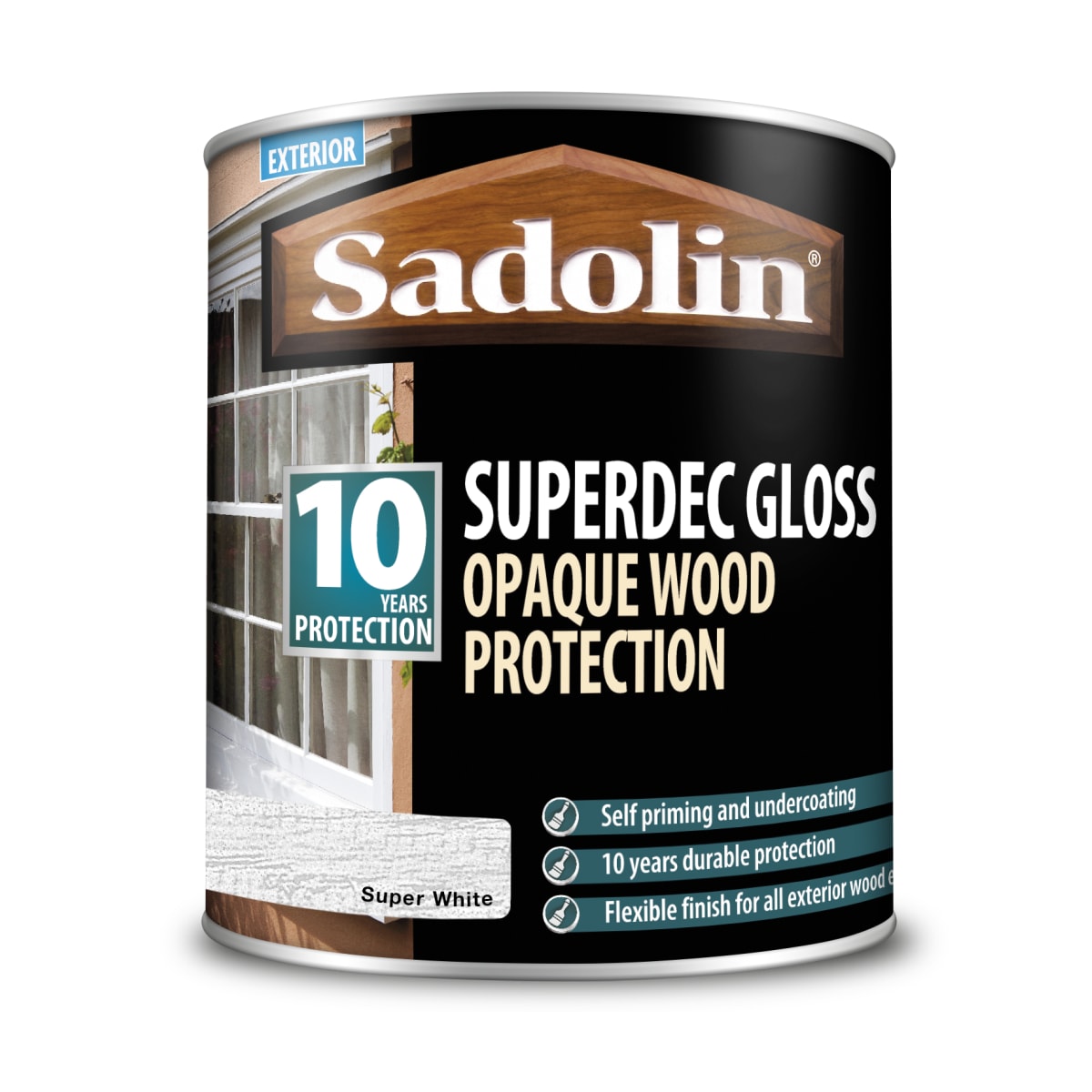 Product image for Sadolin Superdec Opaque Wood Protection Super White Gloss / 1 Litre