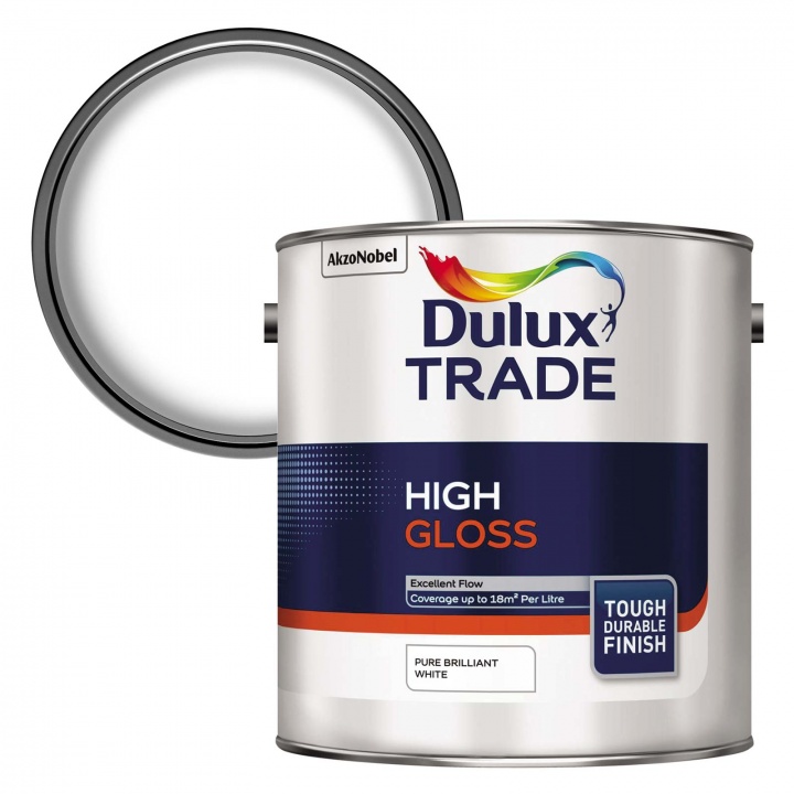 Product image for Dulux Trade High Gloss Brilliant White 5ltr