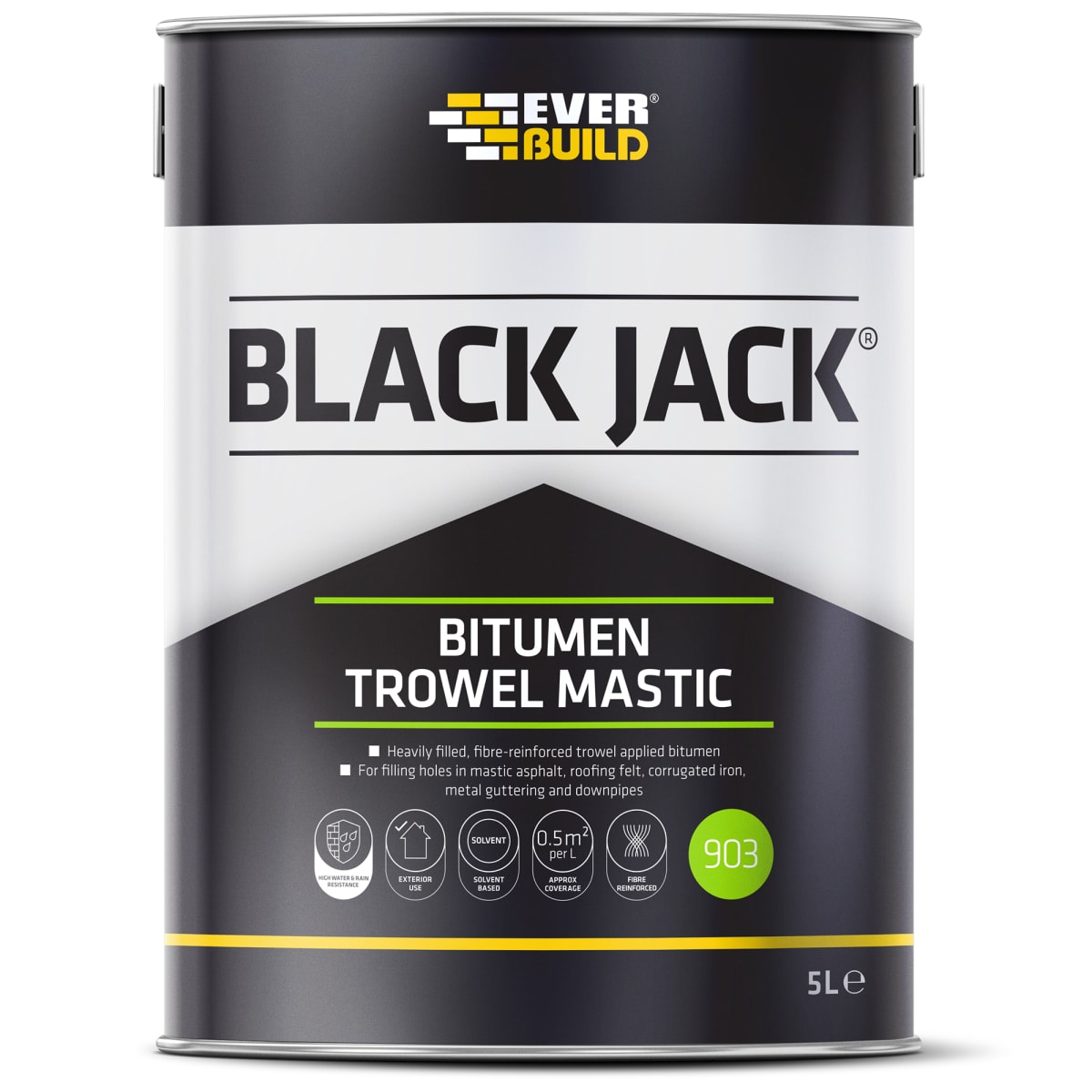 Image of Everbuild 90305 Black Jack 903 Bitumen Trowel Mastic 5 litre EVB90305