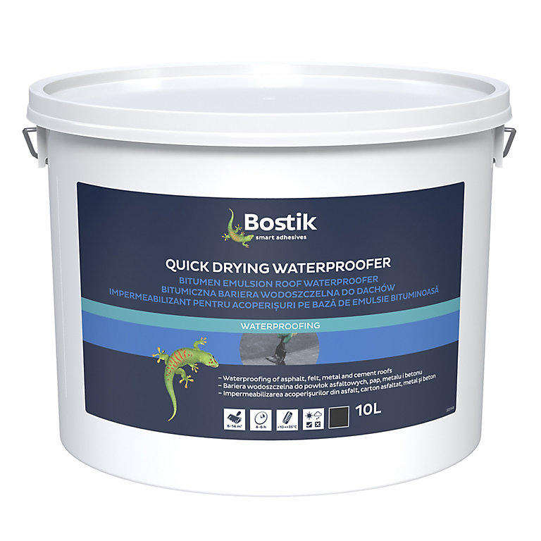Product image for Bostik Quick drying Black Roofing waterproofer, Tub 10L