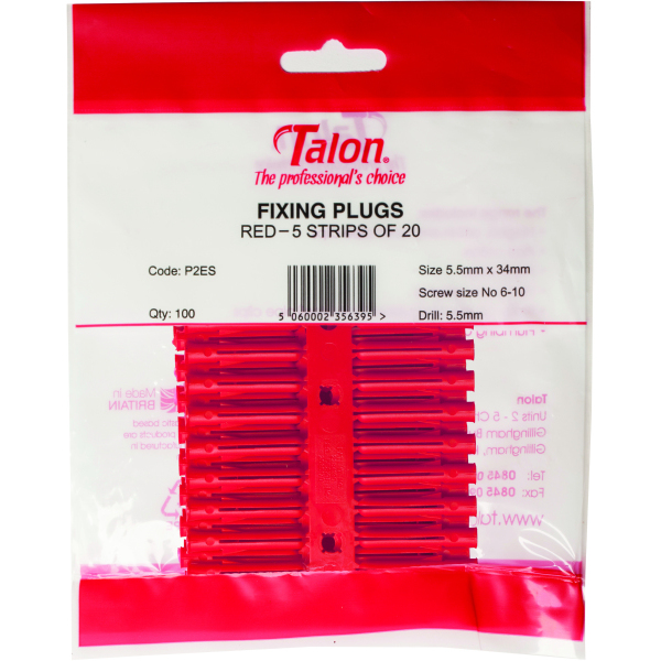 Product image for TALON Plastic Wallplugs X 100 Red