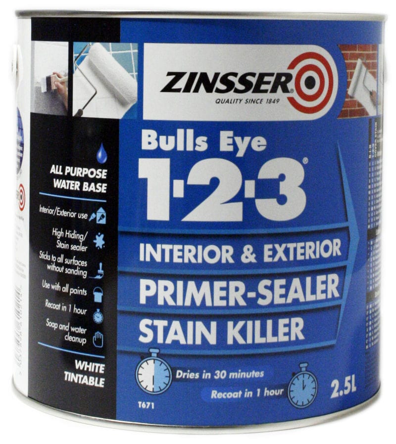 Product image for Zinsser Bulls Eye 1-2-3 Primer-5 L-White 5L