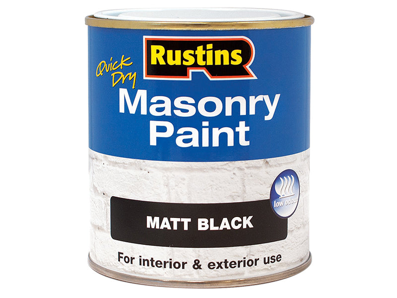 Product image for Rustins Quick Dry Masonry Paint Matt Black 500ml