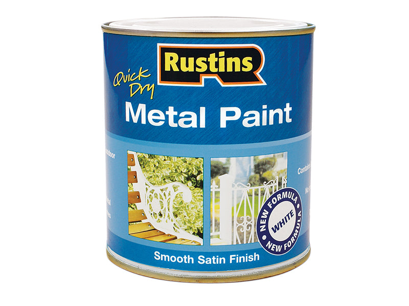 Product image for Rustins Quick Dry Metal Paint Smooth Satin White 500ml