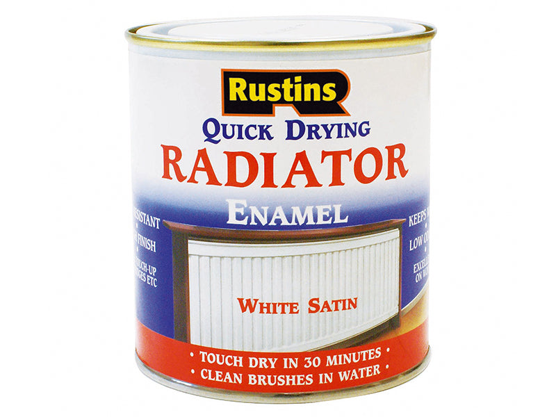 Product image for Rustins Quick Dry Radiator Enamel Paint Satin White 250ml