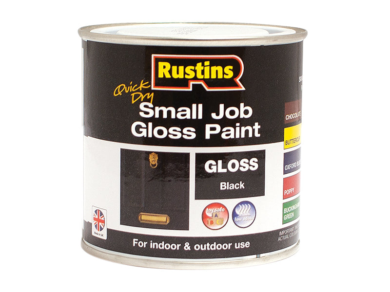 Image of Rustins Quick Dry Small Job Gloss Paint Black 250ml