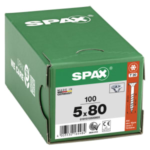 Product image for Spax T-Star Plus Flat Countersunk WIROX 5.0 x 80mm T20 - Pack of 100