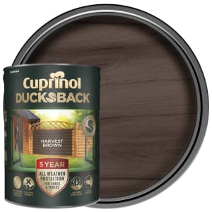 Product image for Cuprinol 5 Year Ducksback Matt Shed &amp; Fence Treatment - Harvest Brown - 5L