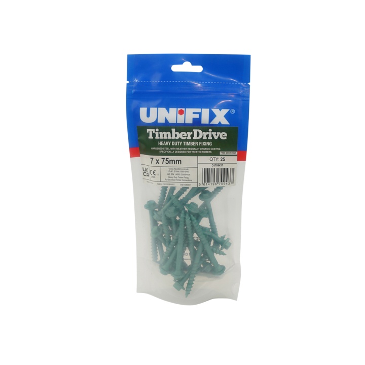 Product image for OJ Timberdrive Screw 7x200mm Green Hex Head Pk10